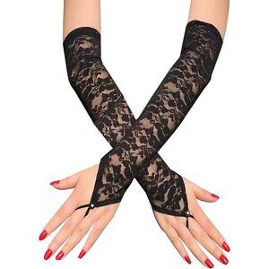 Women's Black 2 Long Gloves Accessories Fingerless Role Playing Evening Dress